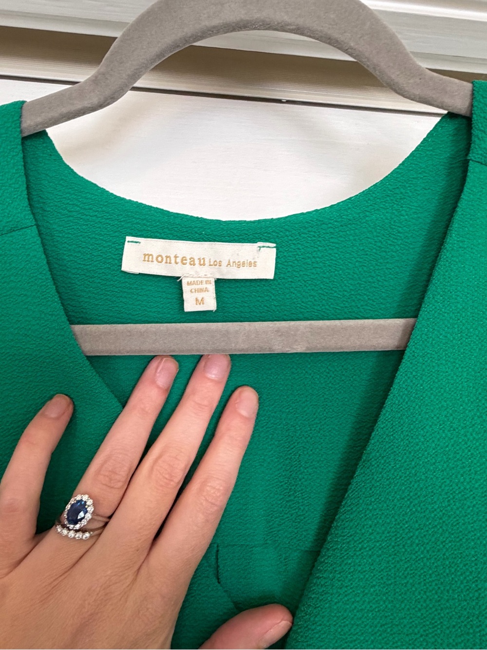 Monteau Emerald Green Tiered Button Midi Dress - Picture 3 of 6